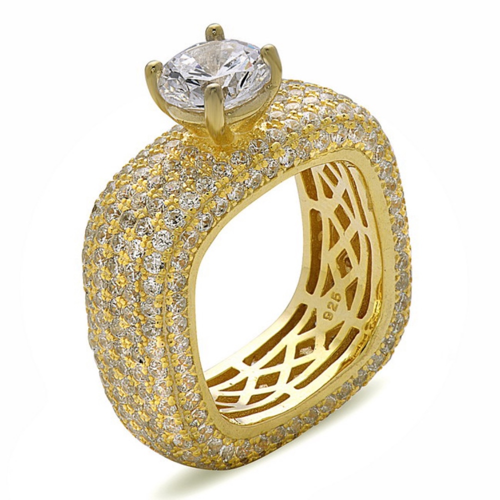 Sterling Silver Square Eternity Engagement Ring